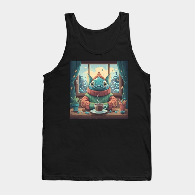 Coffee addict fish Tank Top by Spaceboyishere